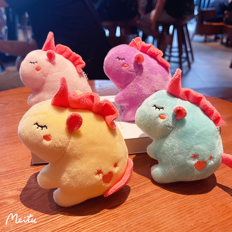 宝拉四色趴姿独角兽钥匙扣挂件小马公仔毛绒玩具包包挂饰批发