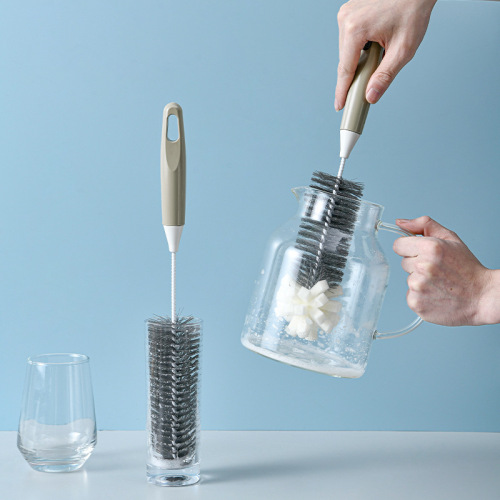 Factory Direct Sales Sponge Cleaning Cup Brush Long Handle Glass Cup Brush Kettle Brush Bending Multifunctional Brush No Dead Angle