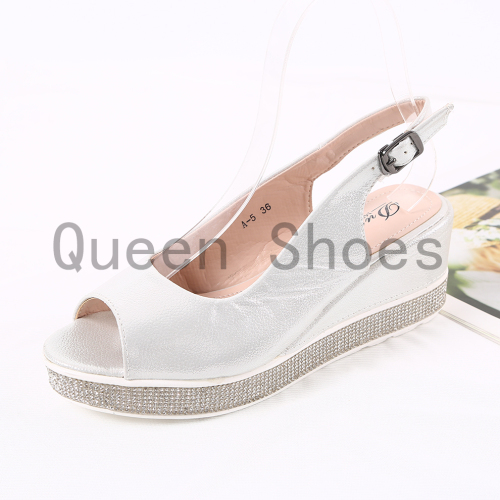 fashion wedge rhinestone peep toe sandals summer korean style women‘s cool spot shoes heel sandal