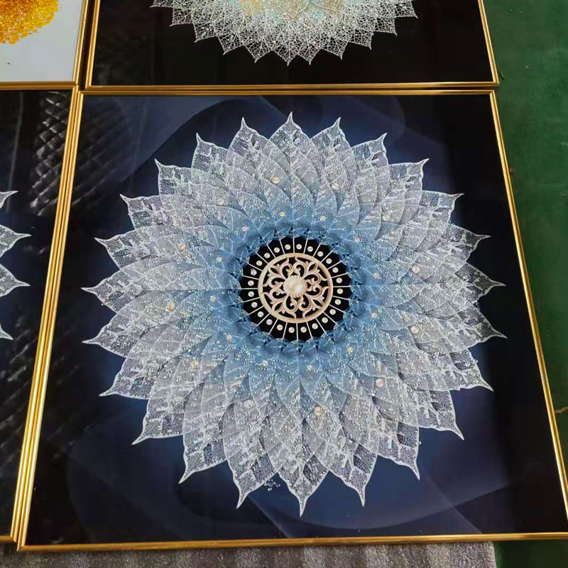 新品彩色花环晶瓷工艺墙画装饰画居家轻奢客厅走廊玄关晶瓷挂画