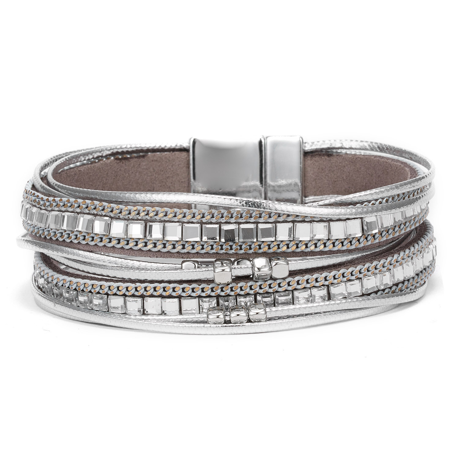 欧美热销 多层手工编织磁扣手链 异域风情皮革手腕带女饰品批发