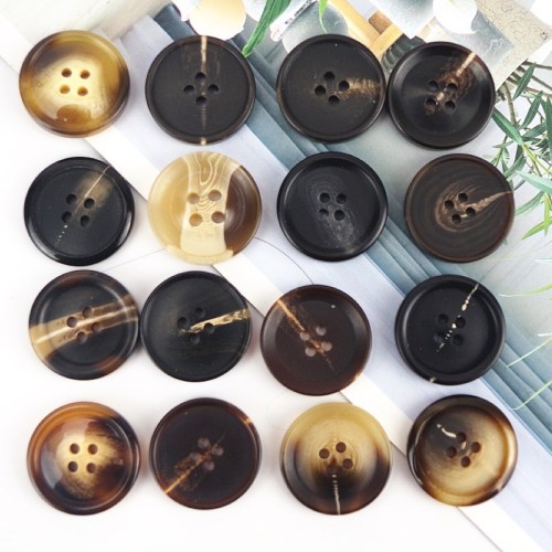 Resin Button round Four-Eye Pattern Button Versatile Business Suit Tailored Suit Coat and Trench Coat Coat Woolen Button
