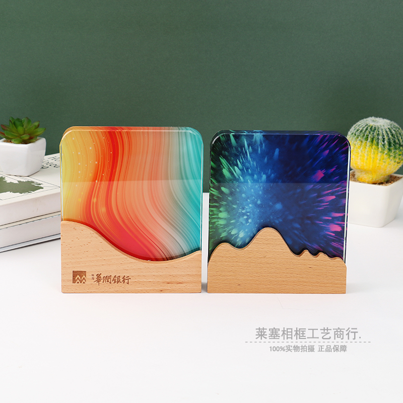 加厚木质创意水晶高档大气摆件企业公司优秀员工部门奖牌工艺品