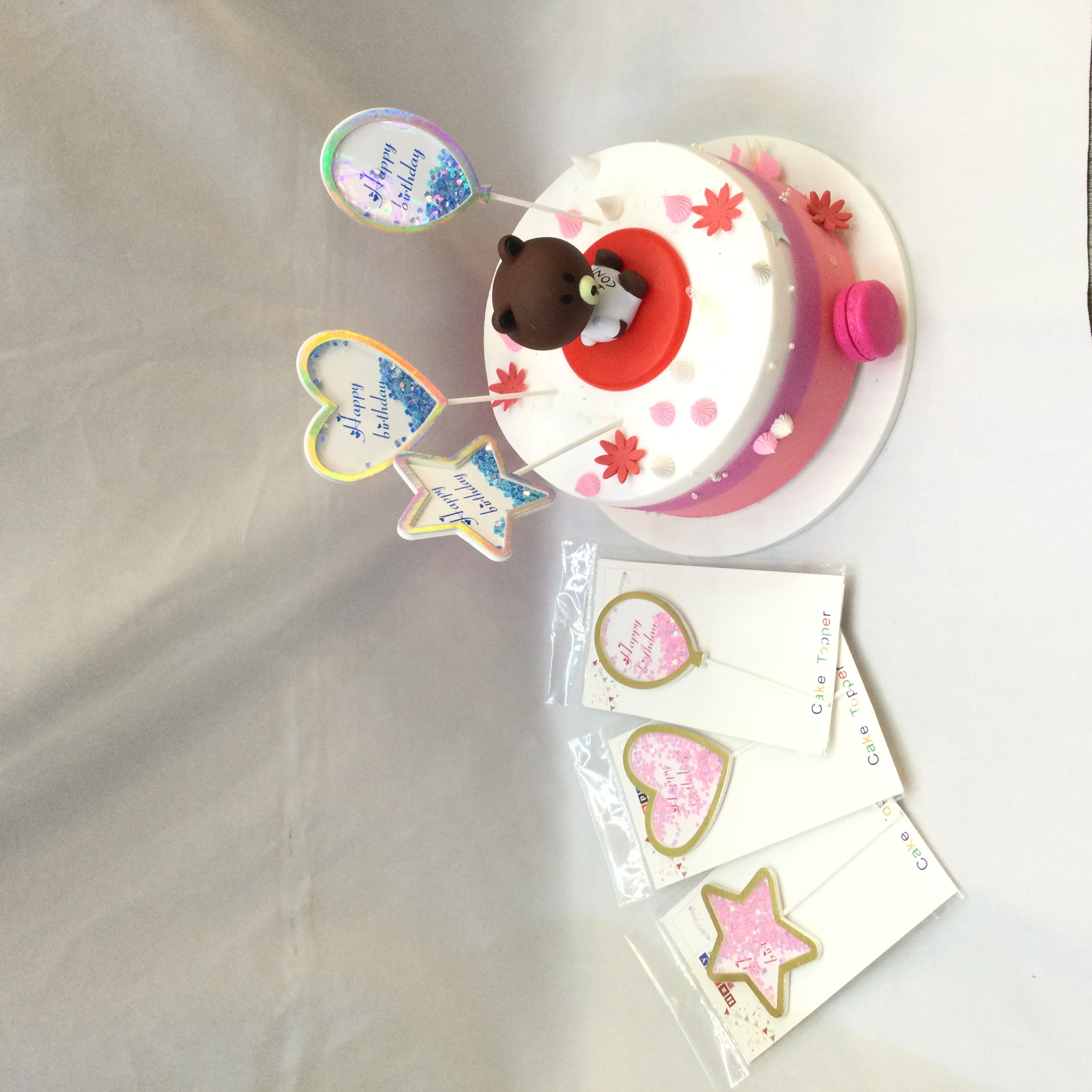 生日用品插卡装饰蛋糕插蛋糕装饰品英语西语阿拉伯语云朵彩虹造型