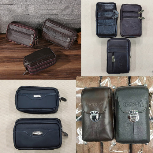 9.9 Yuan Supermarket Distribution Men Wear Belt Leather Phone Bag Middle-Aged and Elderly Waist Bag Outdoor Sports Receiving Bag