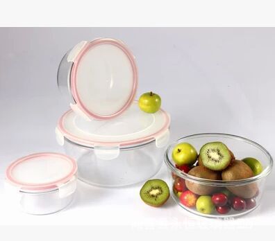 菲内克斯钢化玻璃圆形保鲜盒 耐热保鲜碗便当盒  微波炉专用