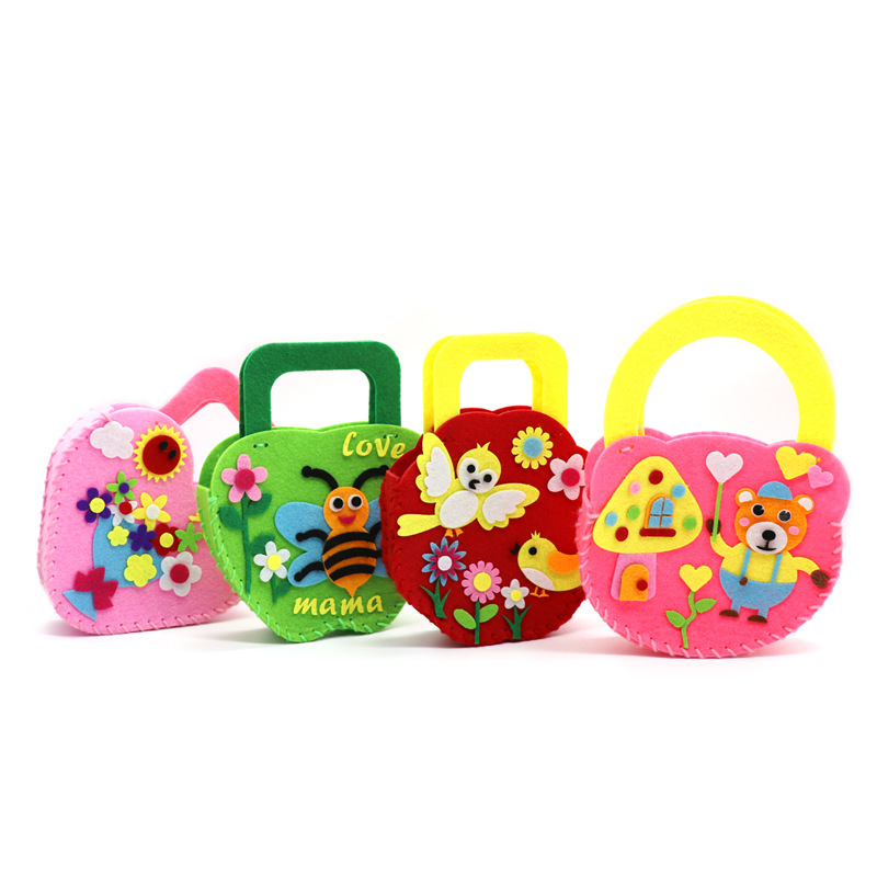 无纺布DIY手工包不织布材料包 儿童手工DIY幼儿美劳课 布艺拎包