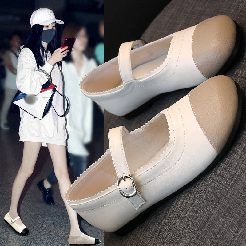 小香风平底女鞋春夏秋冬新款百搭浅口单鞋网红英伦风复古玛丽珍鞋