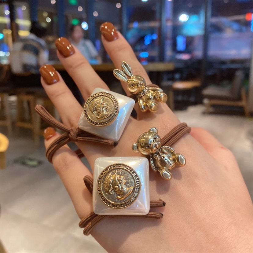 韩版合金可爱小动物发绳少女高弹力扎马尾头绳复古风简约皮筋饰品