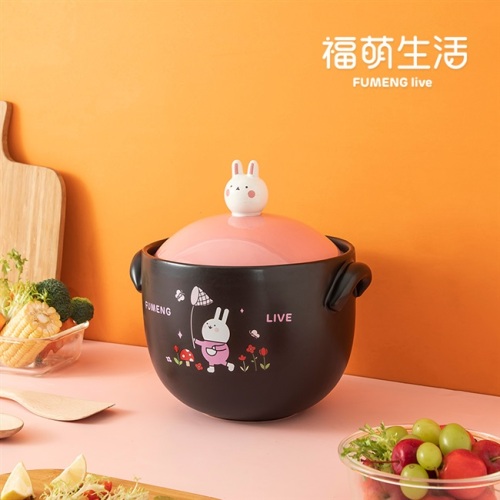 Adorable Rabbit Series Ceramic Casserole Health Pot Household Soup Pot Stew Pot Gift Gift Box