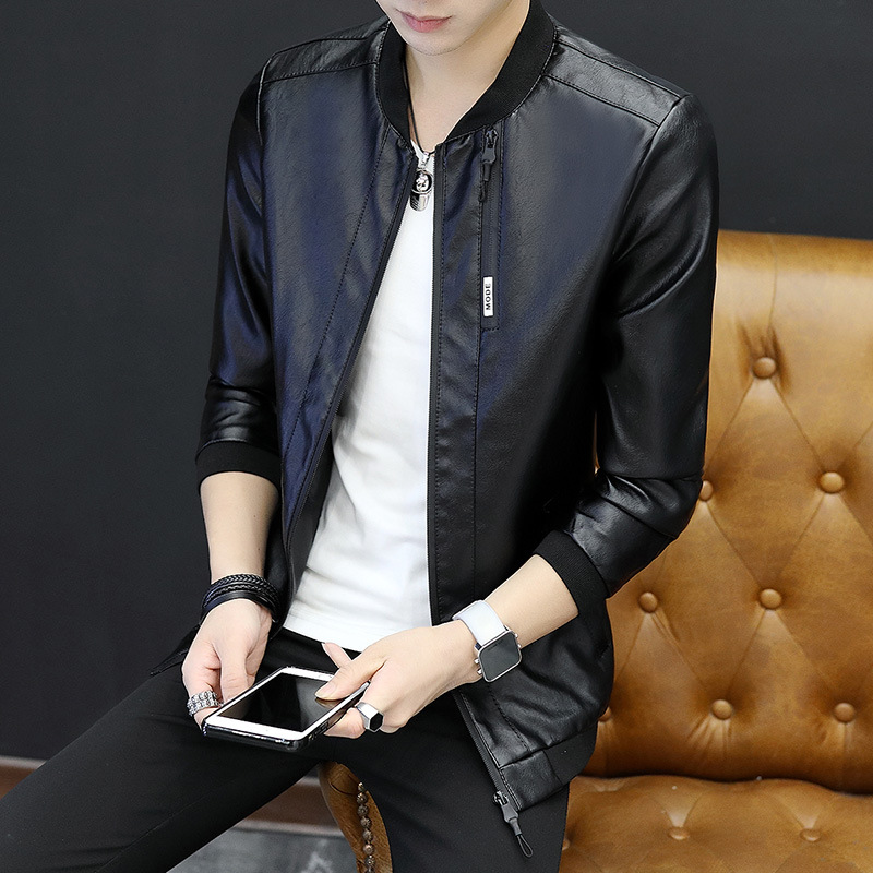 2021秋冬新款男装韩版修身皮衣棒球服外套男士休闲皮衣潮男批发