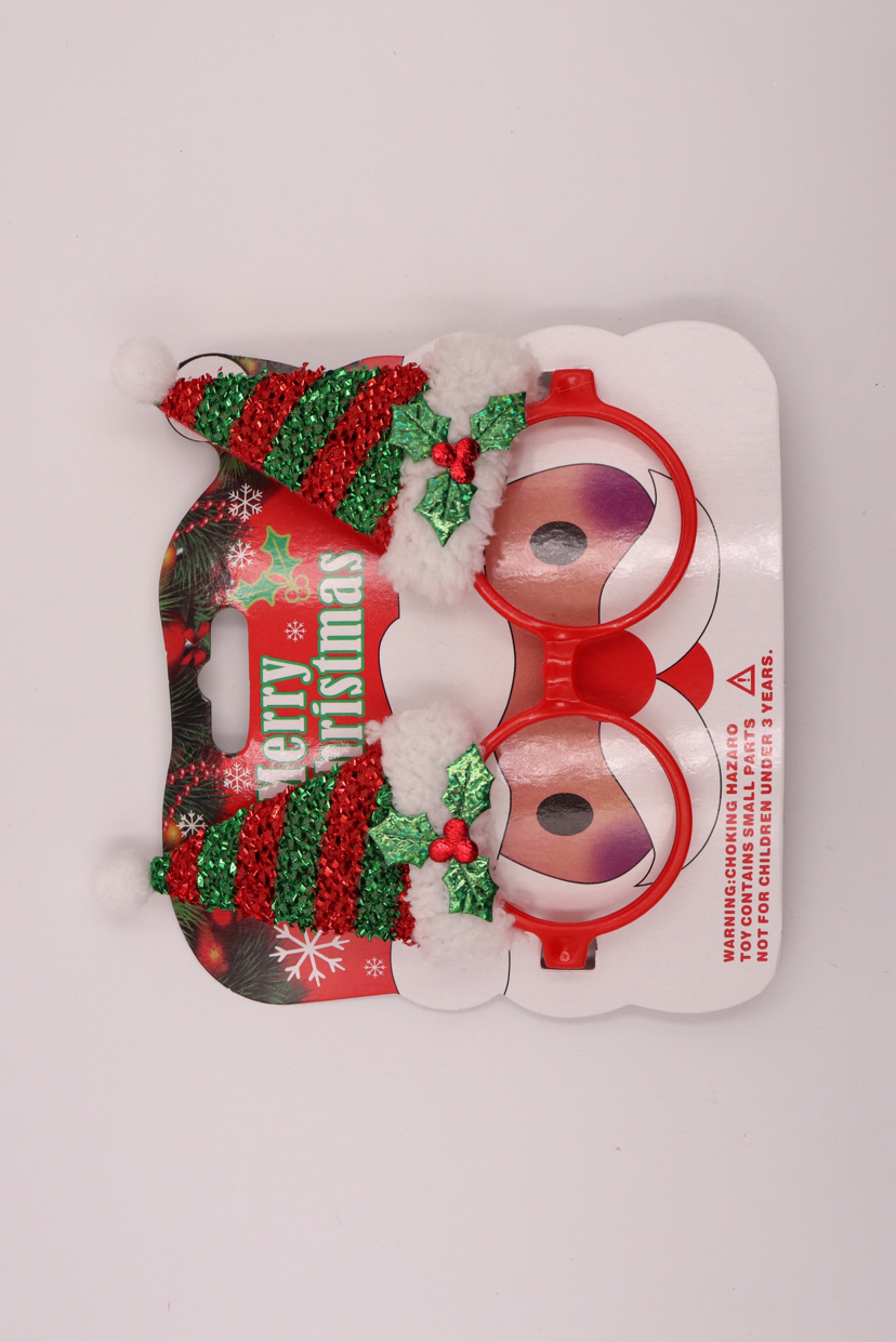 圣诞装饰眼镜圣诞鹿角眼镜圣诞装饰用品儿童眼镜粗线双帽眼镜