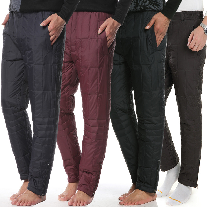 一件代发中老年人男装羽绒裤秋冬装纯色休闲棉裤中年男士爸爸装保