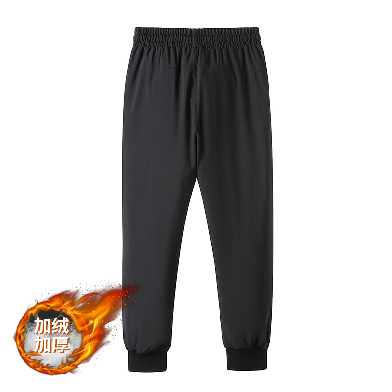 冬季加绒加厚羽绒裤子男士大码棉裤束脚保暖裤潮流运动裤休闲卫裤