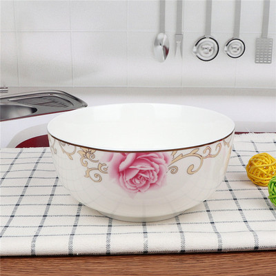 ceramic court rose tableware bowl plate household rice bowl noodle bowl soup bowl soup spoon dish deep