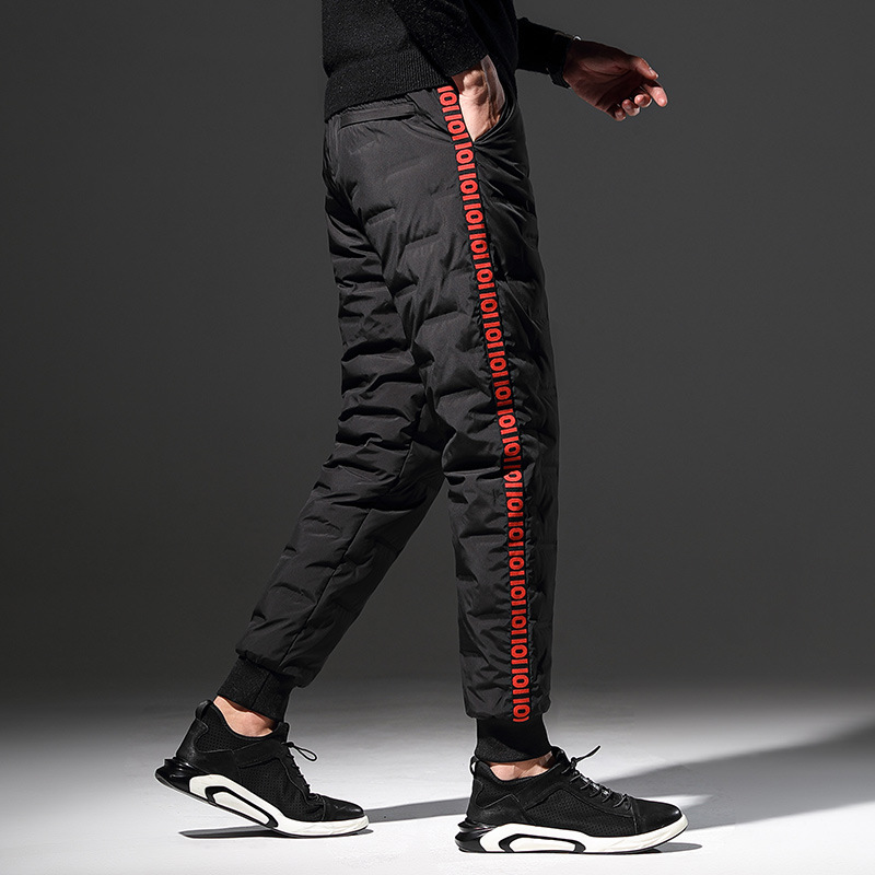 冬季加厚羽绒裤男2020韩版新款保暖白鸭绒裤子休闲男士中腰羽绒裤