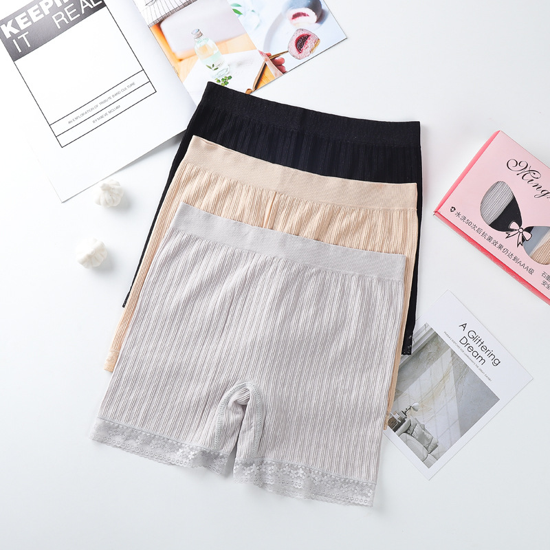 高腰蕾丝内裤女士纯棉导湿石墨烯档平角四角高弹打底防走光安全裤