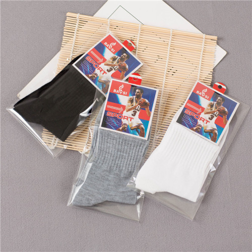 individually packaged socks men‘s winter gifts men‘s socks polyester cotton mid-calf sports socks stall socks supply wholesale