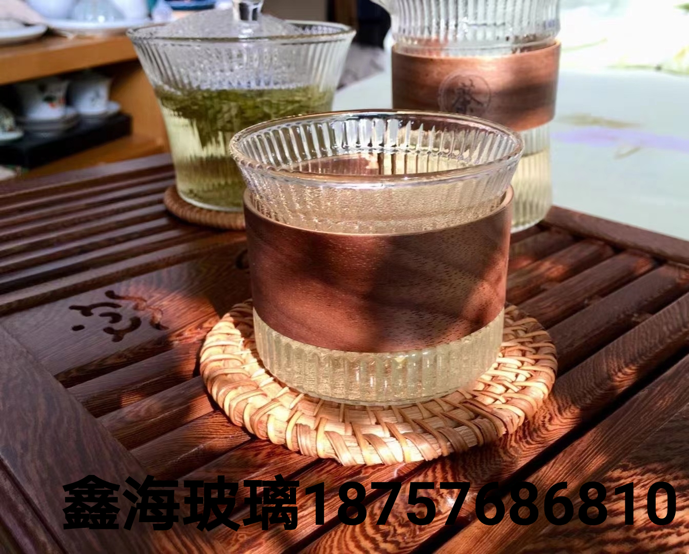 高硼硅小茶杯玻璃杯 竹子手柄日式茶杯咖啡杯 高硼硅玻璃耐热