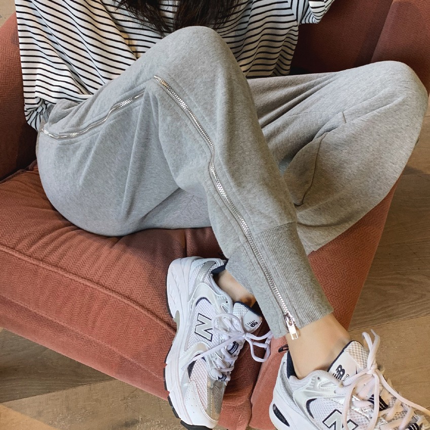 2021秋新款宽松高腰萝卜哈伦裤女潮九分休闲束脚运动裤卫裤