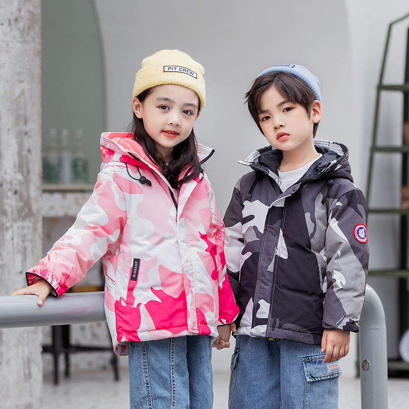 微商直播款儿童羽绒服大鹅同款男女童装连帽中大童小孩羽绒服外套