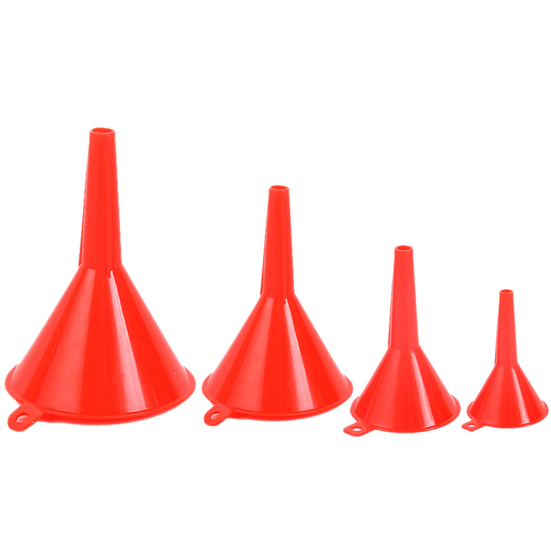 漏斗平口漏斗加厚 大口径4件套 加油漏斗家用过滤红色塑料批发