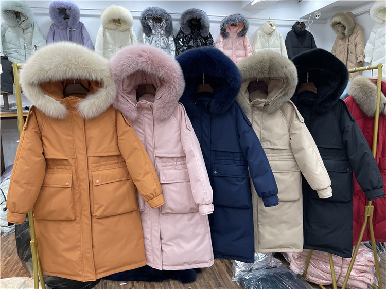 派克羽绒服女冬中长款2021狐狸毛领收腰加厚白鹅绒保暖休闲外套潮