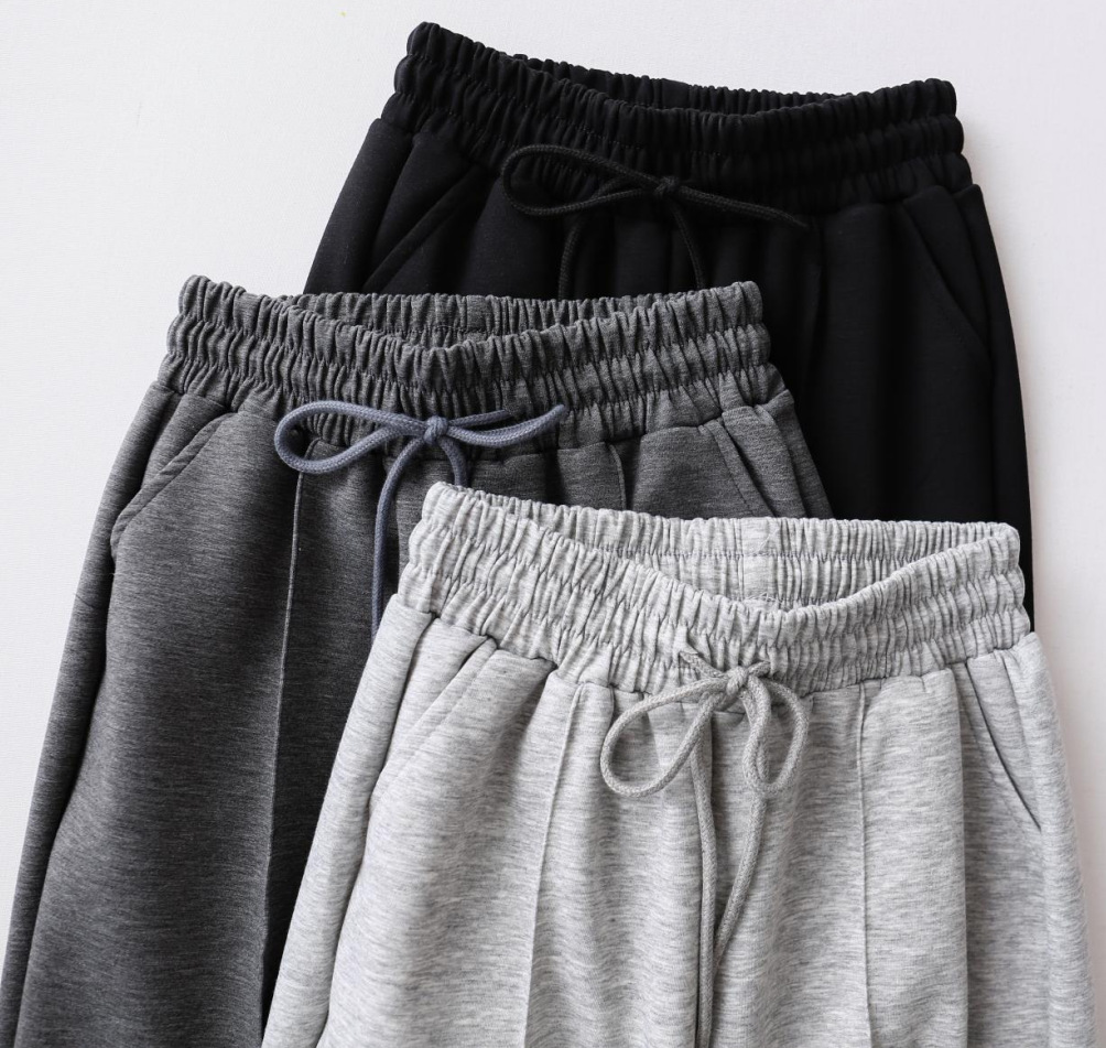 空气运动卫裤 纯色跑步运动裤 简约弹力大码休闲女裤