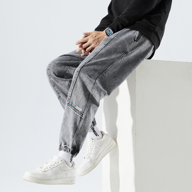 2021春秋新款牛仔裤男大码男士束脚休闲裤M-8XL大码休闲运动卫裤