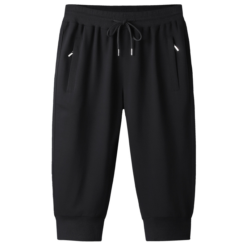 七分裤男夏季薄款纯棉休闲运动宽松弹力大码薄款小脚七分马裤卫裤