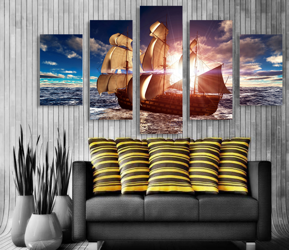 相框五联布画北欧油画玄关装饰画 走廊壁画 沙发床头画挂画