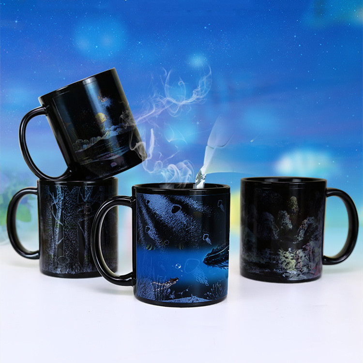 创意动物世界变色杯跨境电商魔术杯遇热变色陶瓷杯礼品定制