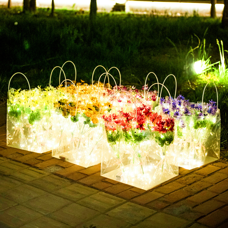 网红1314小花束带灯发光满天星袋装小雏菊花材料包摆地摊diy礼物