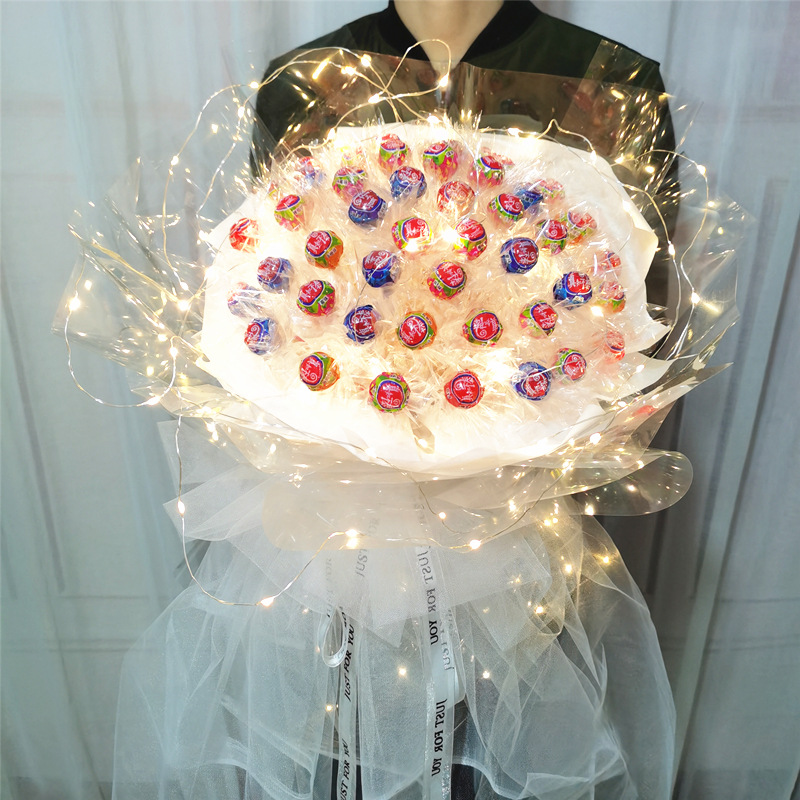 发光棒棒糖花束 diy材料包装纸全套女友闺蜜手工制作网红透明花束