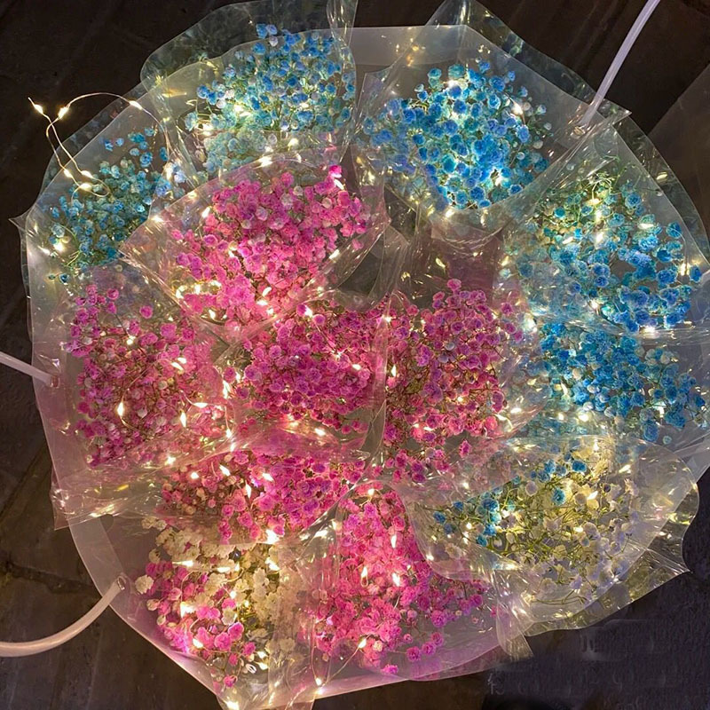 网红led发光闪光永生满天星玫瑰花束七夕情人节礼品礼物地摊夜市