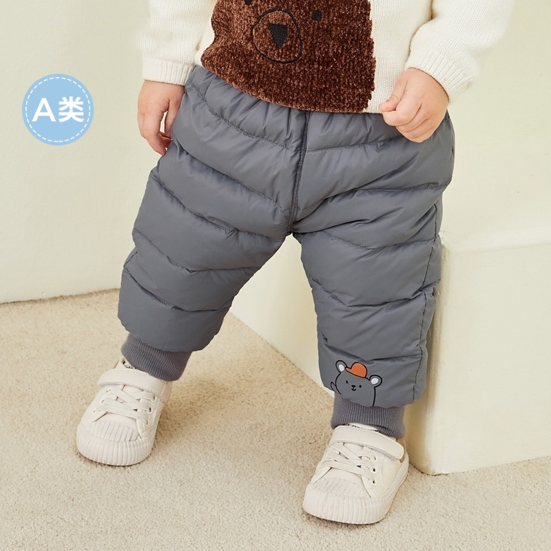 TOMYBALA童装2020冬新款男幼童羽绒裤女宝宝保暖高腰长裤卡通