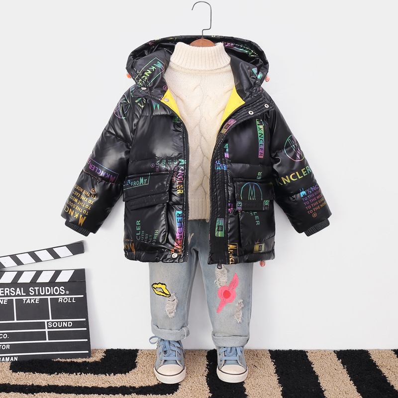 新款2021儿童羽绒服韩版儿童时尚潮款中大童外套烫金免洗面料外套