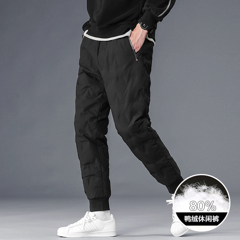 批发冬季新款男士加厚羽绒裤男大码加绒户外休闲运动保暖男休闲裤