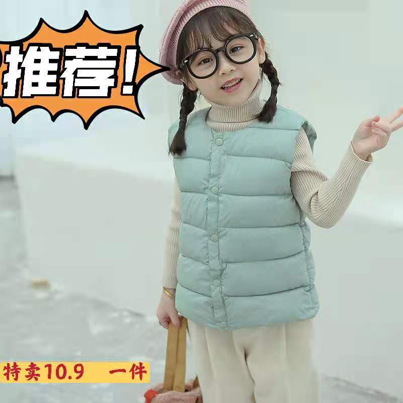 2021儿童棉背心马甲纯色可爱开衫男女童双面秋冬保暖背心马甲批发
