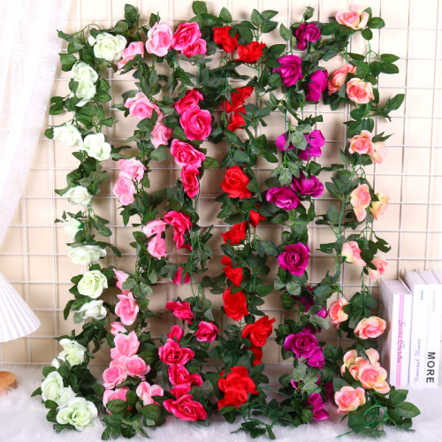 Artificial Rose Rattan 16-Head Vine Rattan Fake Flower Wedding Balcony Bedroom Dining Room Ceiling Flower Wall Ornamental Flower