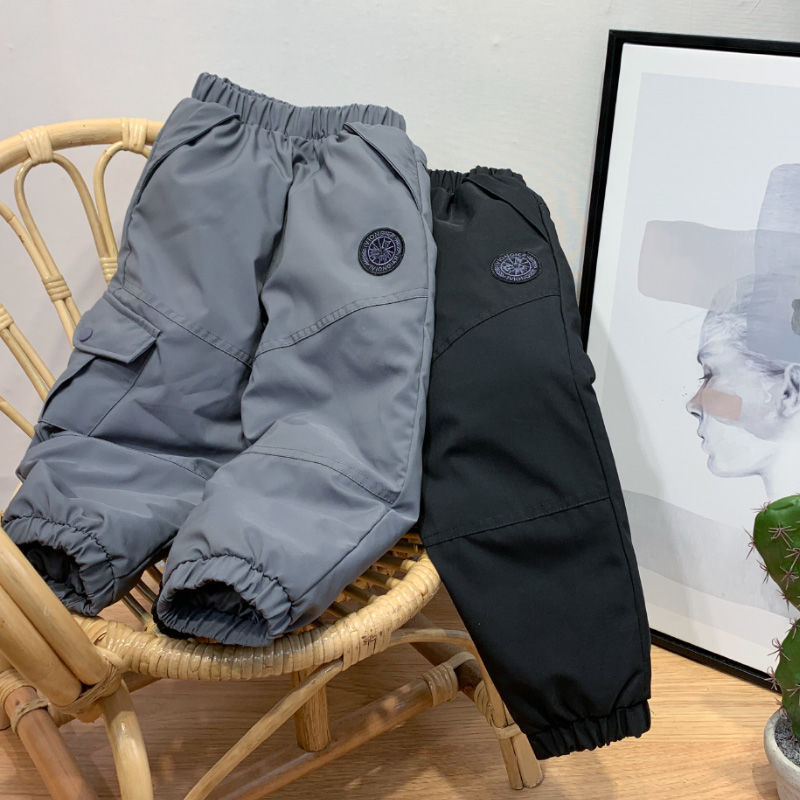 2021冬季大鹅同款儿童羽绒裤女童男童宝宝外穿加厚防风工装羽绒裤