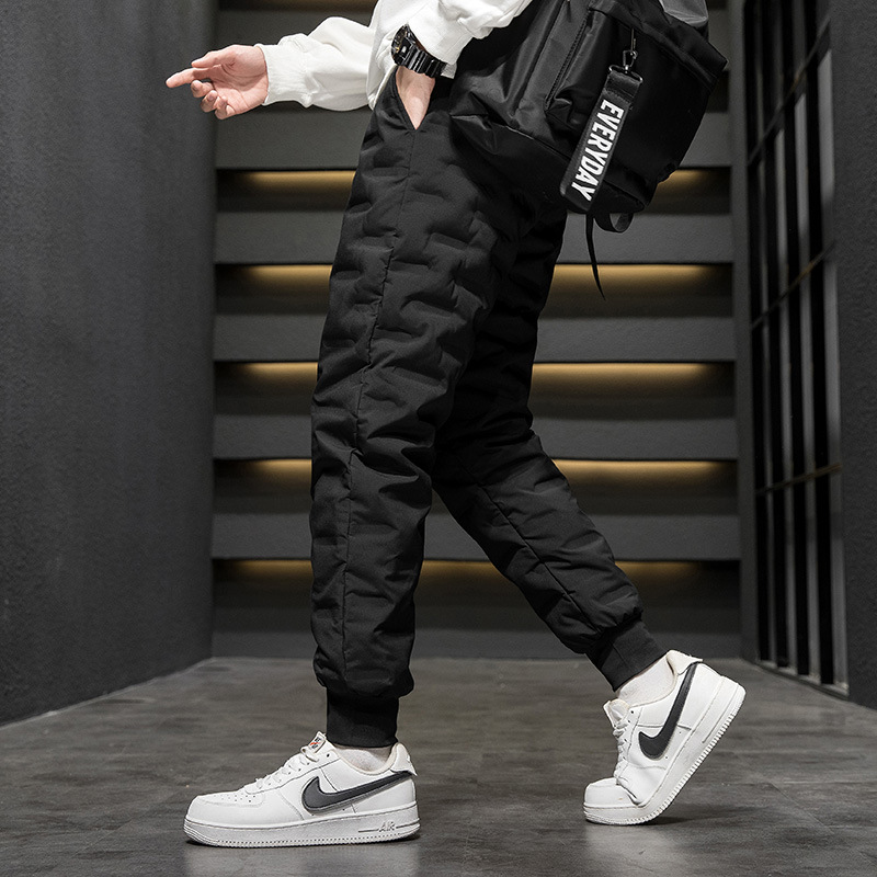 2020冬季帅气90绒羽绒裤加绒韩版潮流直筒修身裤帅气加厚保暖长裤