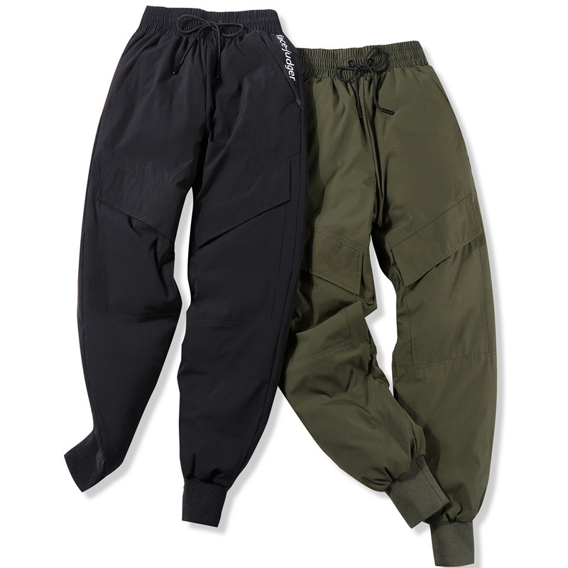 羽绒裤女外穿高腰加厚白鸭绒保暖修身显瘦休闲冬季情侣工装裤子新