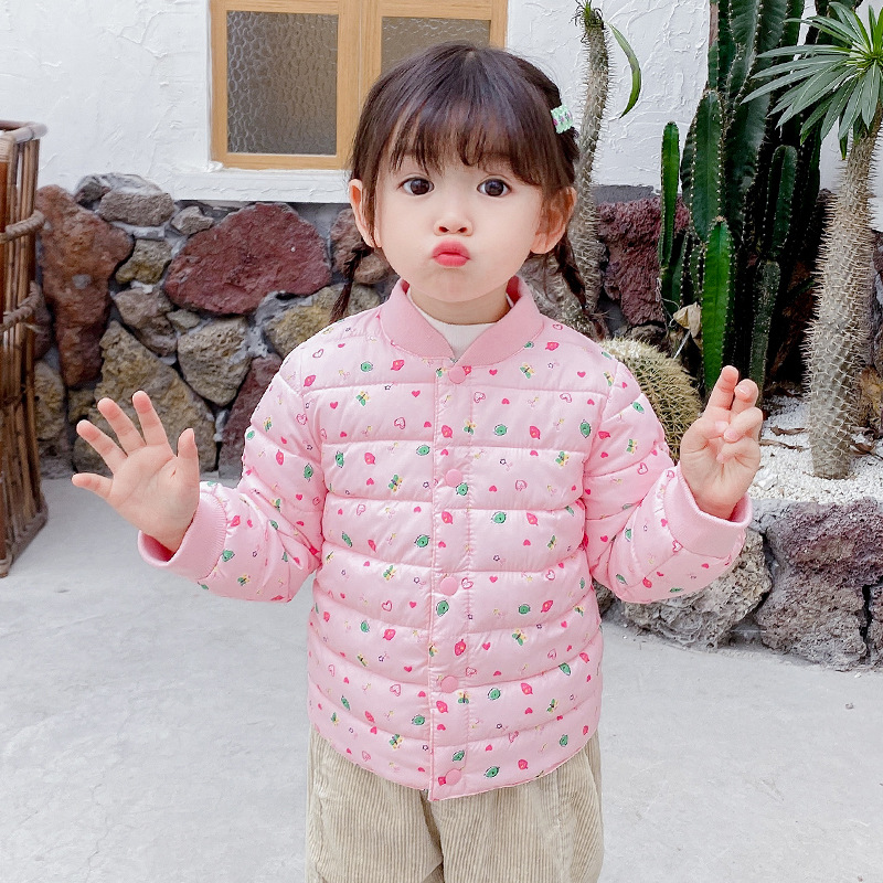 新款儿童羽绒棉服内胆可爱小碎花圆领棉衣男女童防寒内胆外套