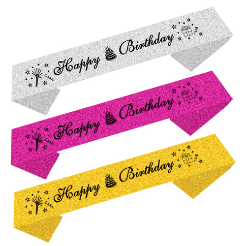 European and American Etiquette Belt Happy Birthday Party Decoration Cake Gift Happy Birthday Glitter Shoulder Strap 