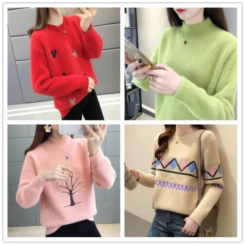 low price clearance autumn and winter women‘s mink velvet sweater foreign trade korean style miscellaneous loose knitwear sweater supply wholesale