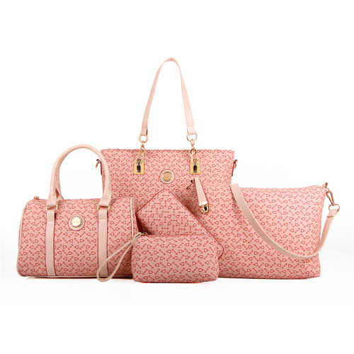 european and american pu handbag fashion women‘s bone pattern shoulder bag mother and child bag five-piece crossbody bag
