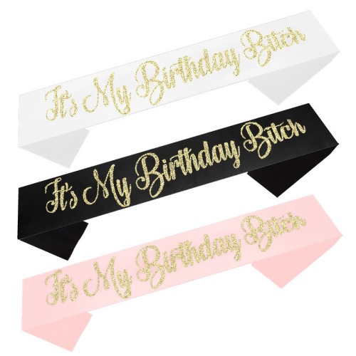 Birthday Party Shoulder Strap Welcome Belt Dance Etiquette Belt It‘s My Birthday White Black Pink Shoulder Strap
