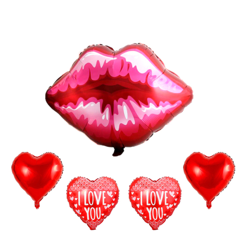 valentine‘s day party decoration lips peach heart love i love you qixi proposal wedding wedding aluminum film balloon