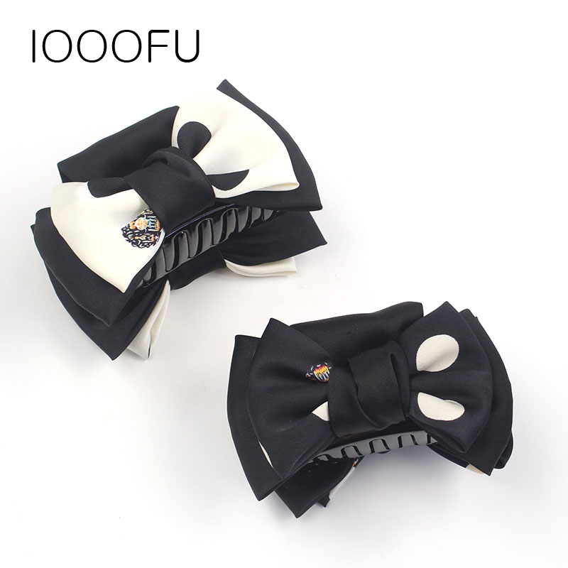 韩国布艺抓夹发饰蝴蝶结气质后脑勺发抓 中号缎布发抓顶夹盘发抓